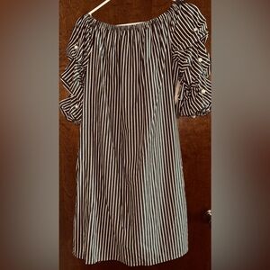 Gray & white striped dress